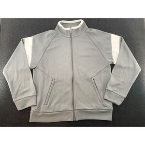 Holloway Youth Track Jacket Gray White Full Zip Long Sleeve Athletic Kids Size L
